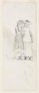 フィールドで 2 人の若い女の子 作： Winslow Homer