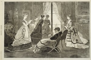 1869年1月2日、元旦の電話待ち（木の彫刻） 作： Winslow Homer