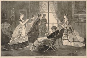 元旦に電話を待つ（1869年1月2日付『ハーパーズ・バザール』より 作： Winslow Homer
