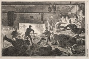 キャンプの冬の四分の一-小屋の内部、1863年。 作： Winslow Homer