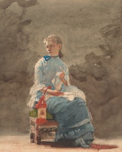 縫う若い女性、1876年 作： Winslow Homer