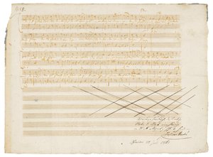 直筆音楽原稿、Zwei deutsche Kirchenlieder、K.343 作： Wolfgang Amadeus Mozart