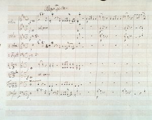 モーツァルトの交響曲第8番ニ長調の楽譜のページ（1768年