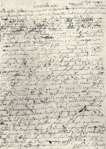 ヴォルフガングアマデウスモーツァルト（1756-1791）オーストリアの作曲家。姉のナンネルへの直筆の手紙。ナポリ1770年3月19日 作： Wolfgang Amadeus Mozart