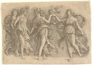 4 つの踊るミューズ 作： Workshop of Andrea Mantegna
