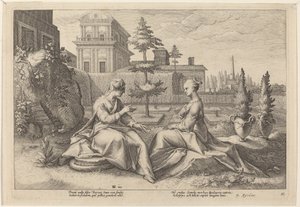 ベロエの姿をしたジュノ、警告セメレ 作： Workshop of Hendrick Goltzius, after Hendrick Goltzius