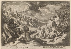 ジュピターが宇宙の破壊について神々から助言を受ける 作： Workshop of Hendrick Goltzius, after Hendrick Goltzius