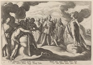 木星とヘリオスに戦車の制御を再開するよう求める神々 作： Workshop of Hendrick Goltzius, after Hendrick Goltzius