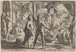 チャリオットを求めるフェートン 作： Workshop of Hendrick Goltzius, after Hendrick Goltzius