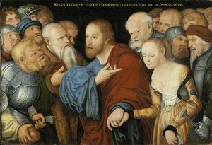 ドイツ語：Christus und die Ehebrecherin キリストと姦淫の女 作： ルーカス・クラナッハ・ザ・エルダーのワークショップ