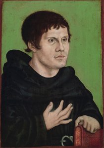 ドイツ語：Posthumes Bildnis Martin Luthers (1483-1546) als Augustinermönch アウグスティヌス修道士としてのマルティン・ルターの死後の肖像 作： ルーカス・クラナッハ・ザ・エルダーのワークショップ