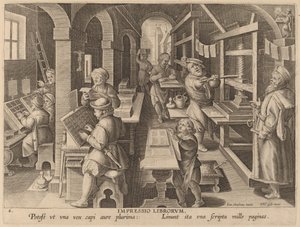 書籍の印刷 作： Workshop of Philip Galle after Jan van der Straet