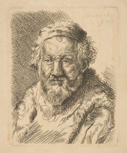 コートと毛皮の襟copy.ndの老人の胸像 作： Workshop of Rembrandt