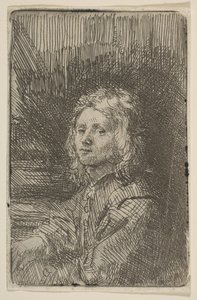 若い男、ハーフレングス、1620-69。 作： Workshop of Rembrandt