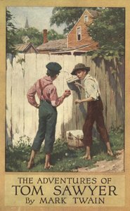 マーク・トウェイン(1835-1910)の「トム・ソーヤーの冒険」のダストジャケットです。1910年（カラーリトグラフ）。 作： Worth Brehm