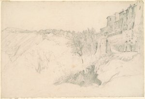 家と人物のある丘の中腹 作： Worthington Whittredge