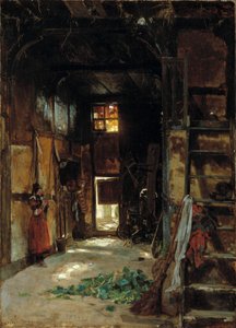 ヴェストファーレンのコテージのインテリア 1852年 作： Worthington Whittredge