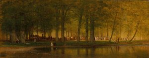 キャンプ会議、1874。 作： Worthington Whittredge