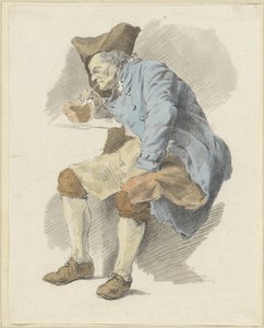 テストでパイプに火をつけた着席男性 作： Woutherus Mol