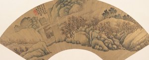 赤カエデのある緑の崖 1603年 作： Wu Bin
