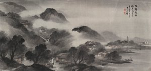 雨が降る前の川辺の村 作： Wu Shixian