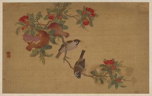 鳥・果実・花図 清時代・1741年 作： Wu Zhang