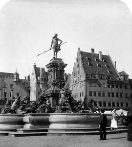 ネプチューンの噴水、ニュルンベルク、ドイツ、c1900年代。