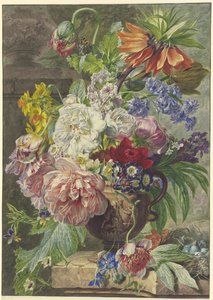 花束と鳥の巣のある静物 作： ワイブランド・ヘンドリックス