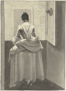 ドアの前に立つ女性 作： Wybrand Hendriks
