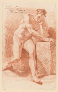 正面から見た裸の男性の着席 (3等賞 1772年) 作： Wybrand Hendriks