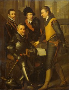 オラニエ公ウィリアム1世の4兄弟の集合写真：ヤン（1535-1606）、ヘンドリック（1550-74）、アドルフ（1540-68）、ローデウェイク（1538-74）、ナッソー伯 作： Wybrand de Geest (I) (workshop of)
