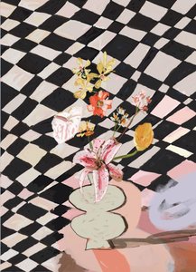 モダンな格子柄の静物画