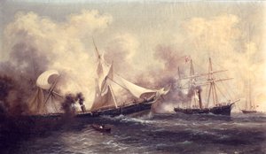 アラバマ号を沈めるU.S.S.カーサージ号