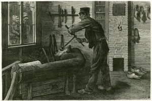 テルノイゼンのサボタージュは、設立され、拡大し、クラムを使って木を掘っている。1888年、美術評論家で作家のカミーユ・ルモニエ（1844-1913）が執筆した物語「ベルギー」の挿絵として、X.Melleryが自然を模写して描いたもの。に掲載されました。 作： Xavier Mellery