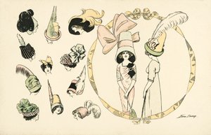 女性の帽子ファッション（カラーリトグラフ 作： Xavier Sager