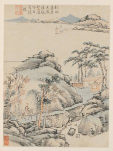 季節の風景のアルバム、葉F以前の葉5、1668。 作： Xiao Yuncong
