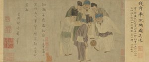 朱珠図巻（朱珠を奏でる太祖）（紙に彩色） 作： 