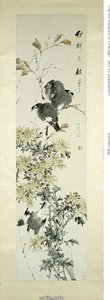 カンムリマイナ鳥と菊 作： スグ