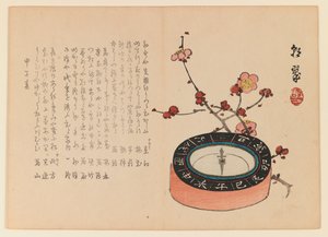 開花桜のコンパスと枝、1930年頃（木版画） 作： Yabu Chosui