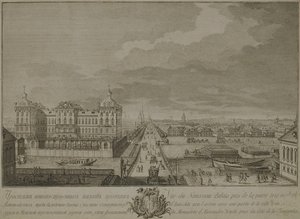 1753年のサンクトペテルブルクのアニチコフ門の向かい側に新築の部屋の眺め 作： Yakov Vasilyevich Vasilyev