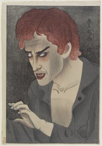 俳優モリタカニャXIII（1907-75）、ジャンヴァルジャン、1921年（カラーウッドブロックプリント）