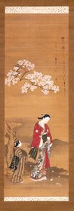 桜の木の下のお嬢様とお供 作： Yamazaki Ryujo