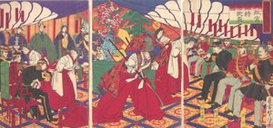 天皇の盃を受ける司令官たち（1886年 明治19年 作： Yamazaki Toshinobu
