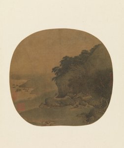 松で覆われた断崖の上にあるエルミタージュ、12世紀後半。 作： Yan Ciyu