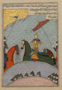 戦いの前のティムール、ザファルナマの分散コピーからのフォリオ...、A.H. 839A.D. 1436年。 作： Ya