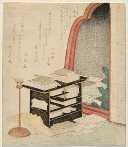夜の雨 作： Yashima Gakutei