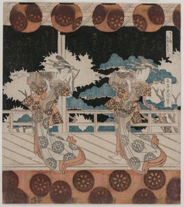1820年代半ばの久方屋グループの古市でのダンス。 作： Yashima Gakutei