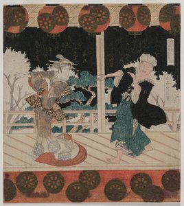 1820年代半ばの久方屋グループの古市でのダンス。 作： Yashima Gakutei
