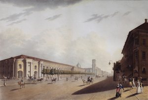 1820 年代、サンクトペテルブルクの偉大な Gostiny Dvor Merchant Yard