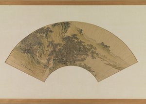 水辺のパビリオンの学者（紙にインクとカラー） 作： Ying Qiu